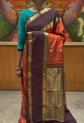 Rust Orange Kanchipuram Silk Saree