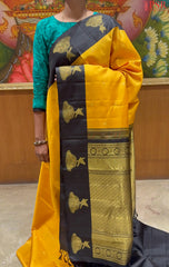Mustard Yellow Kanchipuram Silk Saree