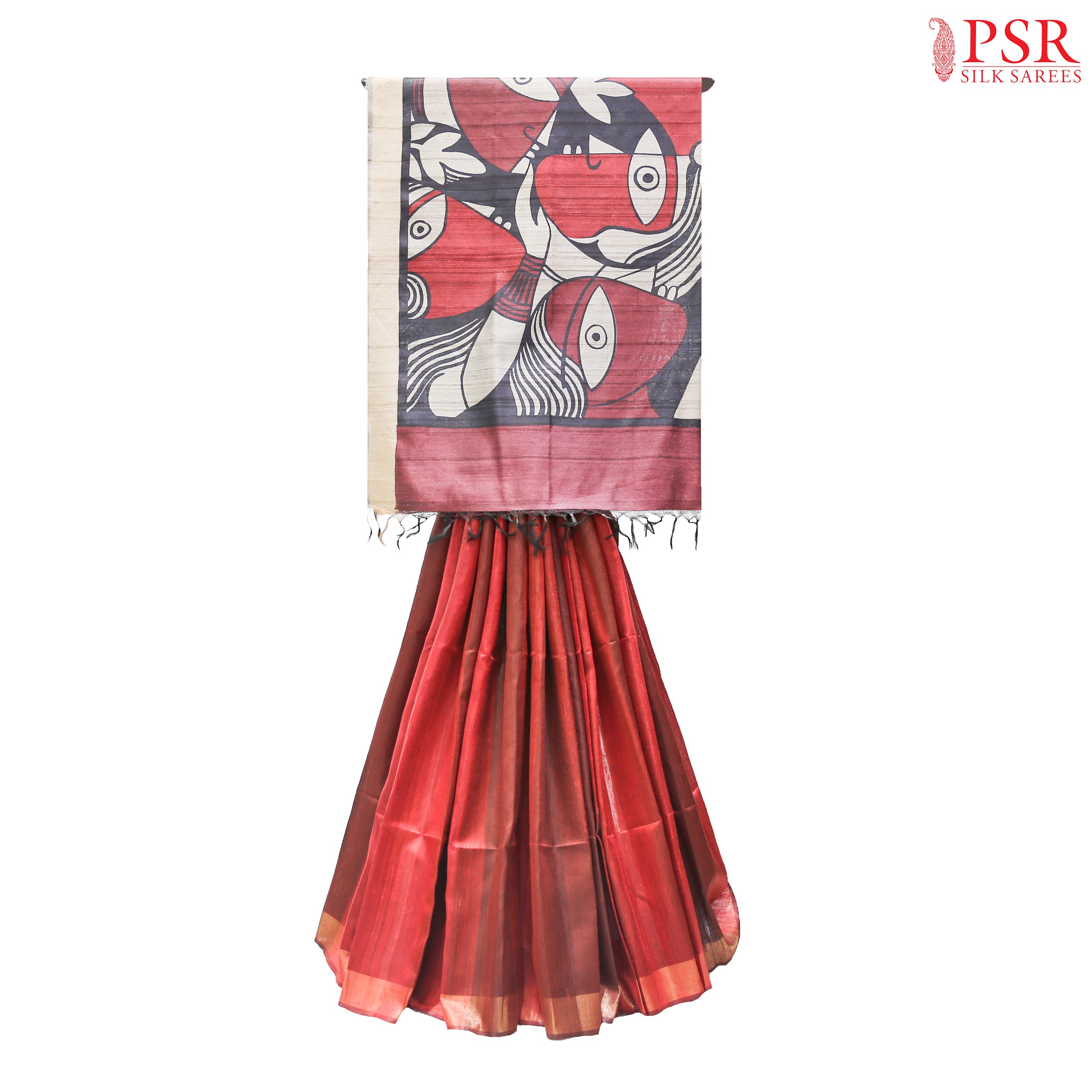 Crimson Shades Kadhi Tussar Silk Sarees