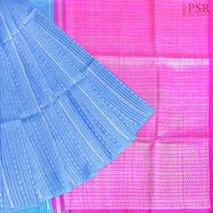 Azure Blue Jute Soft Silk Saree