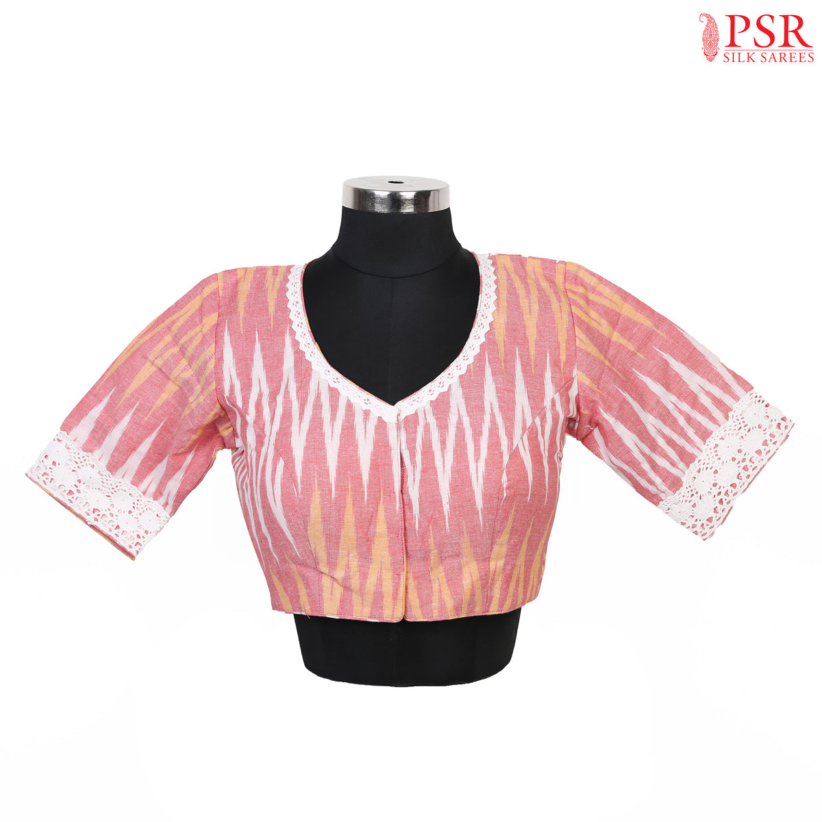Peach Ikkat Cotton Readymade Blouse