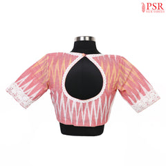 Peach Ikkat Cotton Readymade Blouse