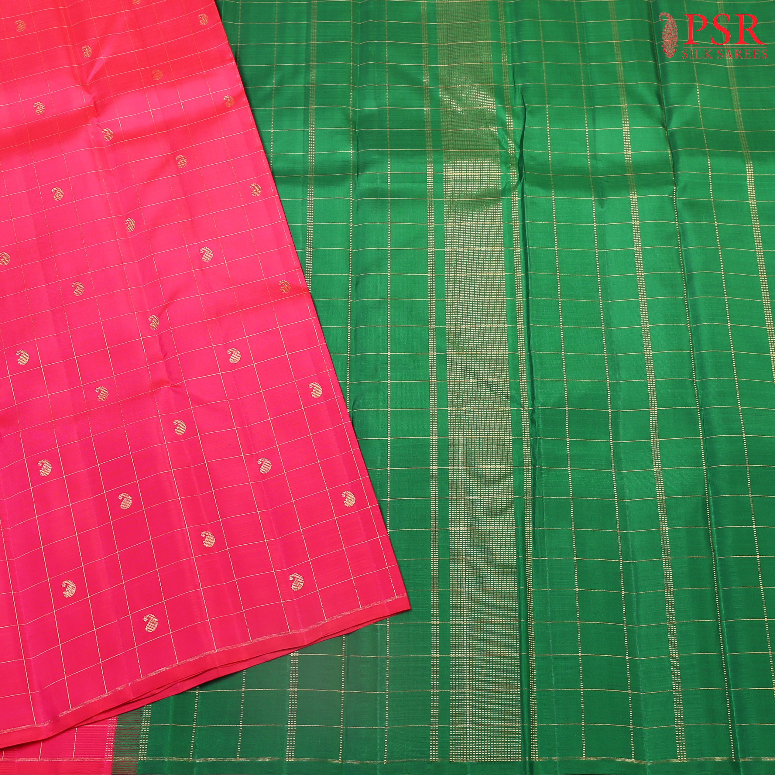 Hot Pink Kanchipuram Silk Saree