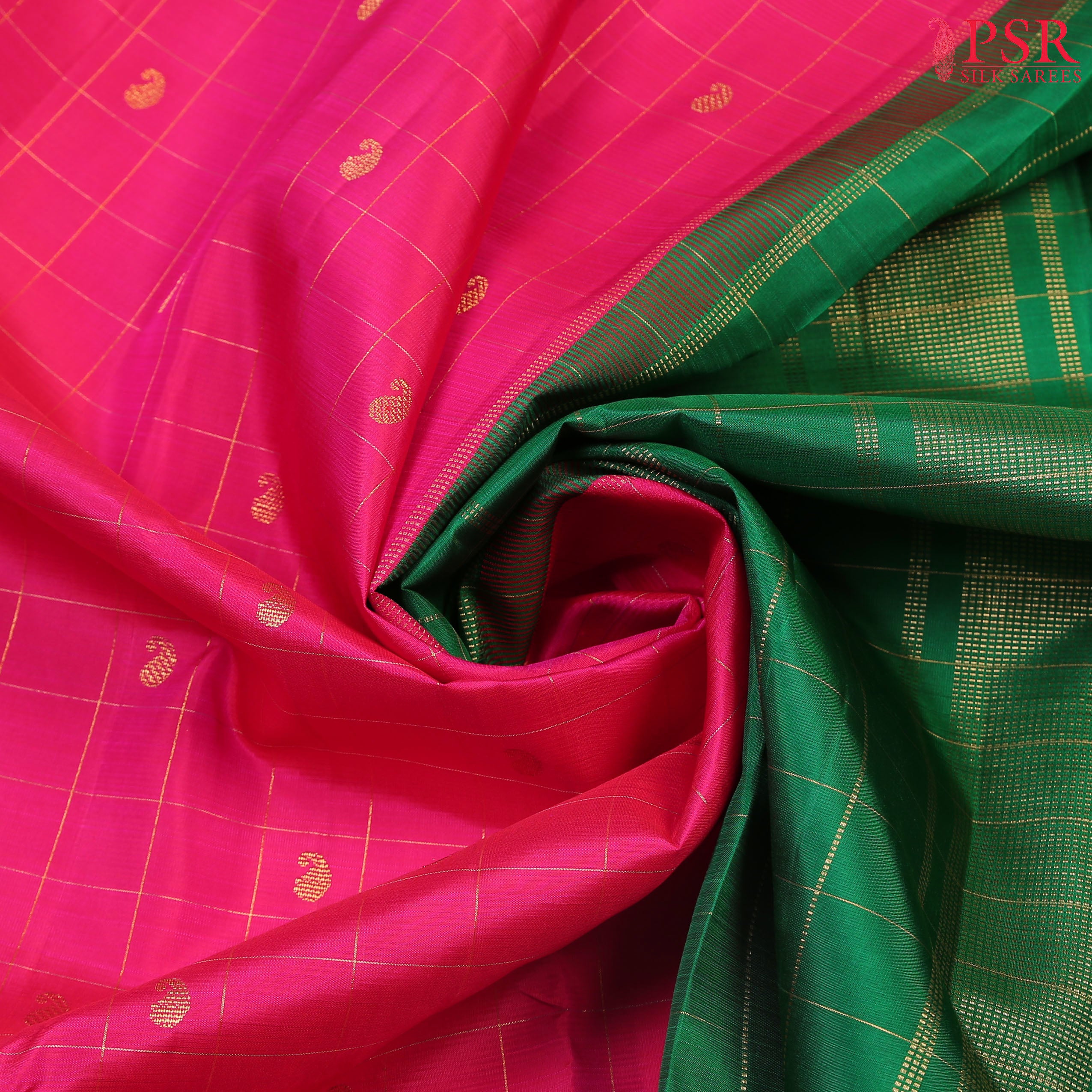 Hot Pink Kanchipuram Silk Saree