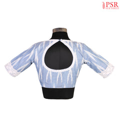 Light Blue Ikkat Cotton Readymade Blouse