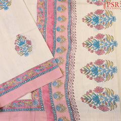 Beige & Persian Pink Semi Tussar Silk Saree