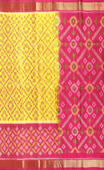 Laser Yellow Pochampally Soft Silk Saree