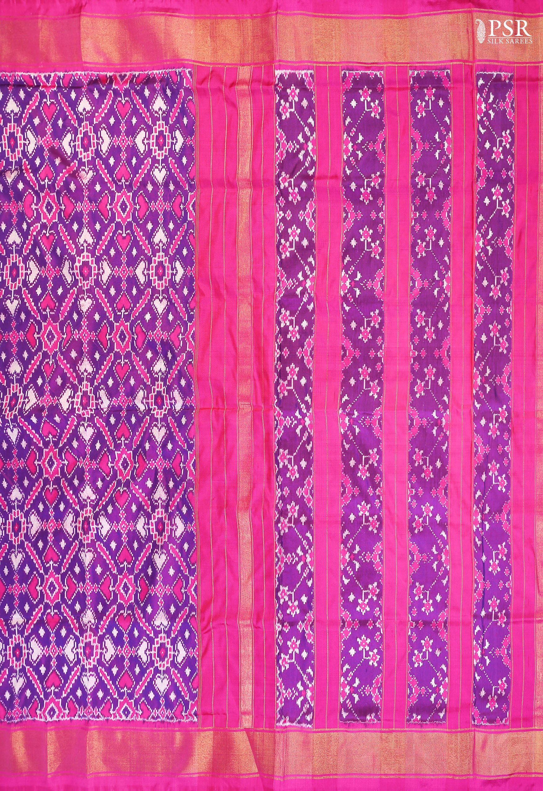 French Violet Pochampally Silk Saree
