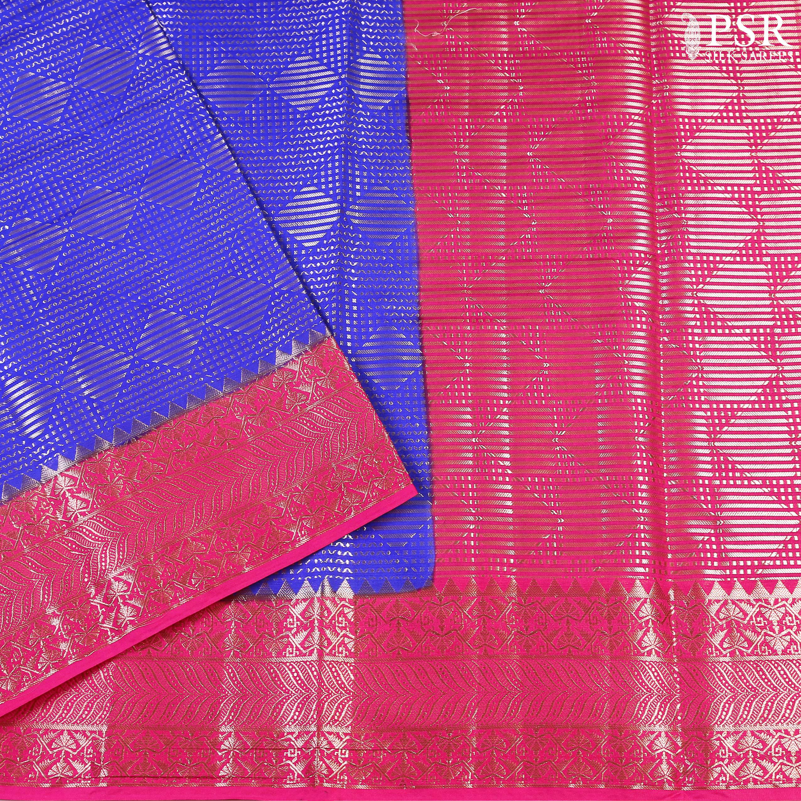 Royal Blue Silk Cotton Cutwork Saree