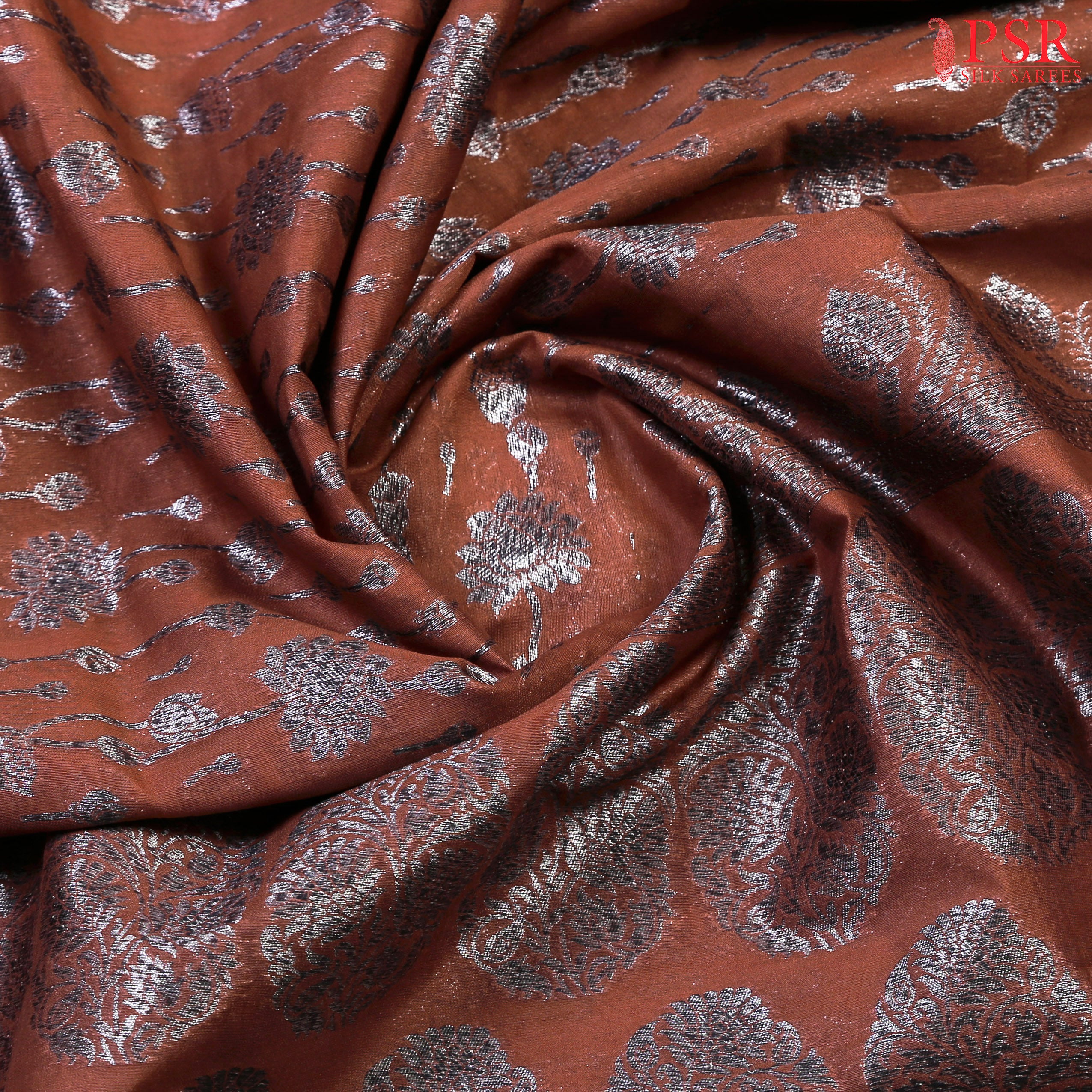 Chestnut Brown Banaras Kota Silk Cotton Saree