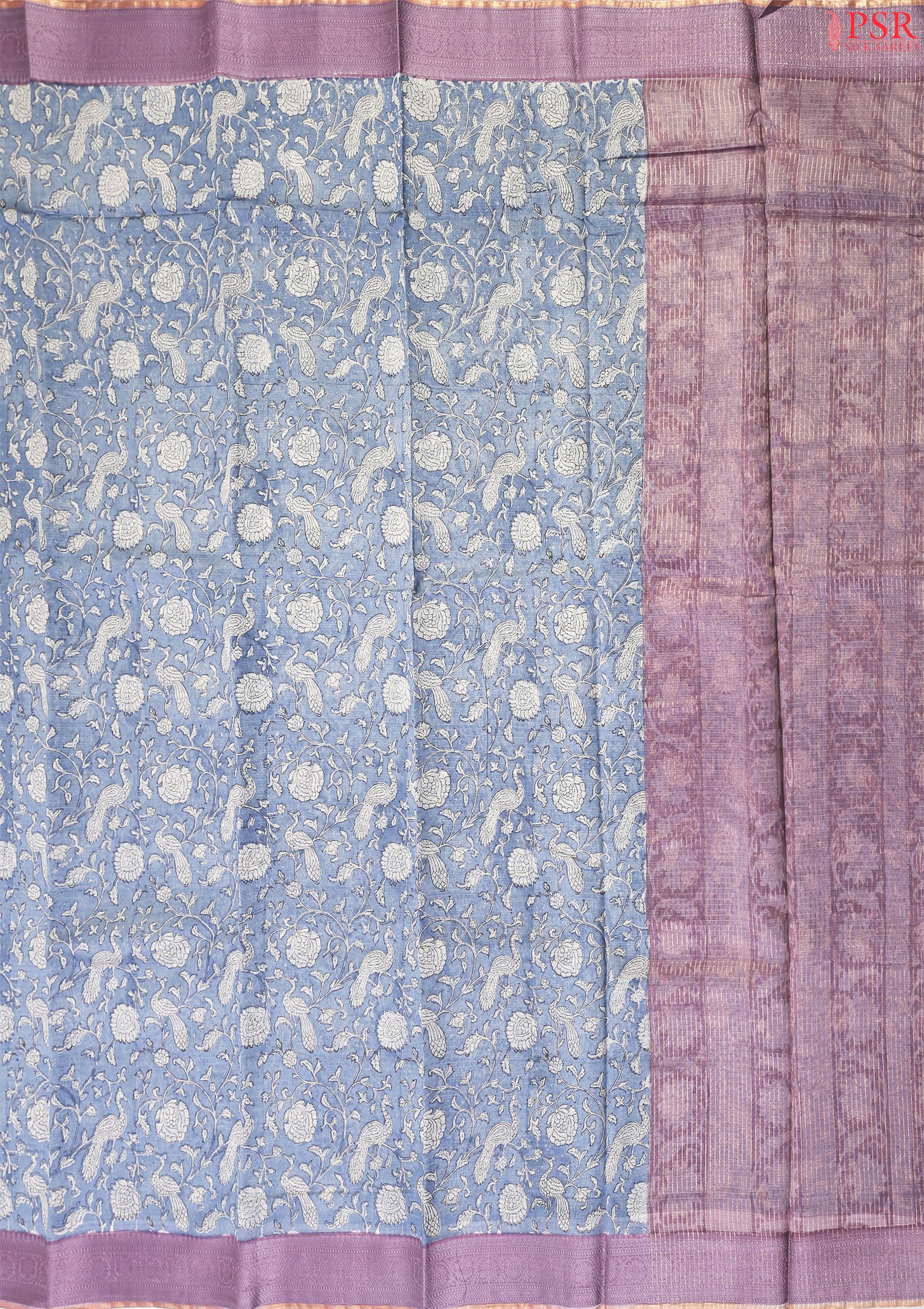 Periwinkle Blue Chanderi Silk Cotton Saree