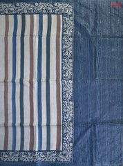 Grey & Blue Semi Tussar Silk Saree