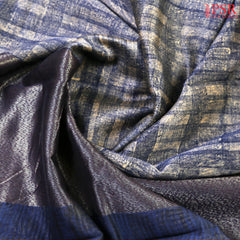 Grey Blue Chanderi Silk Cotton Saree