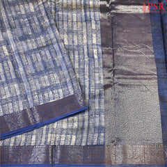 Grey Blue Chanderi Silk Cotton Saree