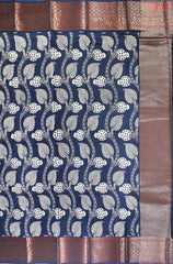 Dark Blue Chanderi Silk Cotton Saree