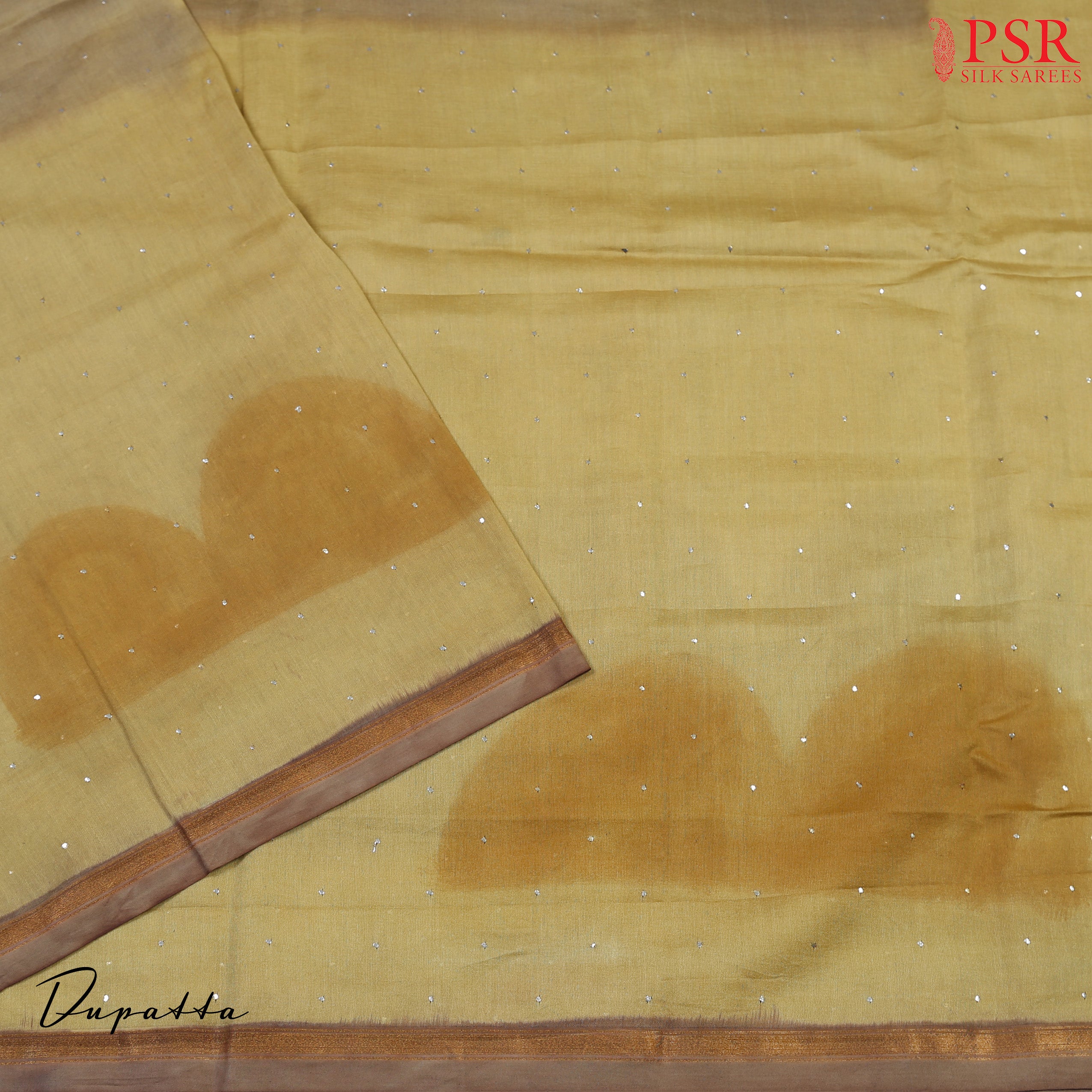 Chanderi Patta Cotton Dress Material - Chikoo Brown & Beige