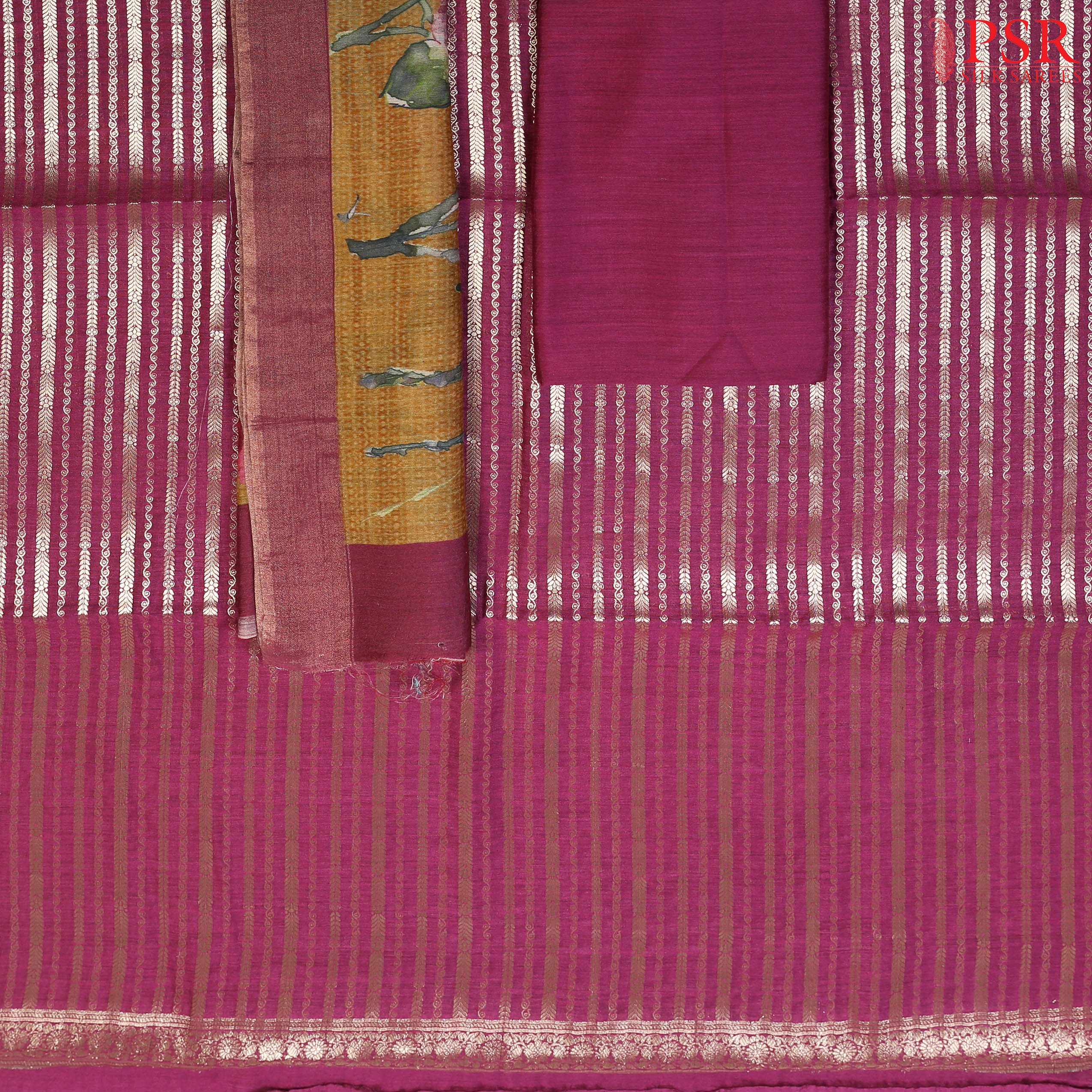 Tussar Silk Dress Material - Plum