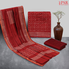 Maroon Tussar Silk Dress Material