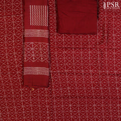 Maroon Tussar Silk Dress Material