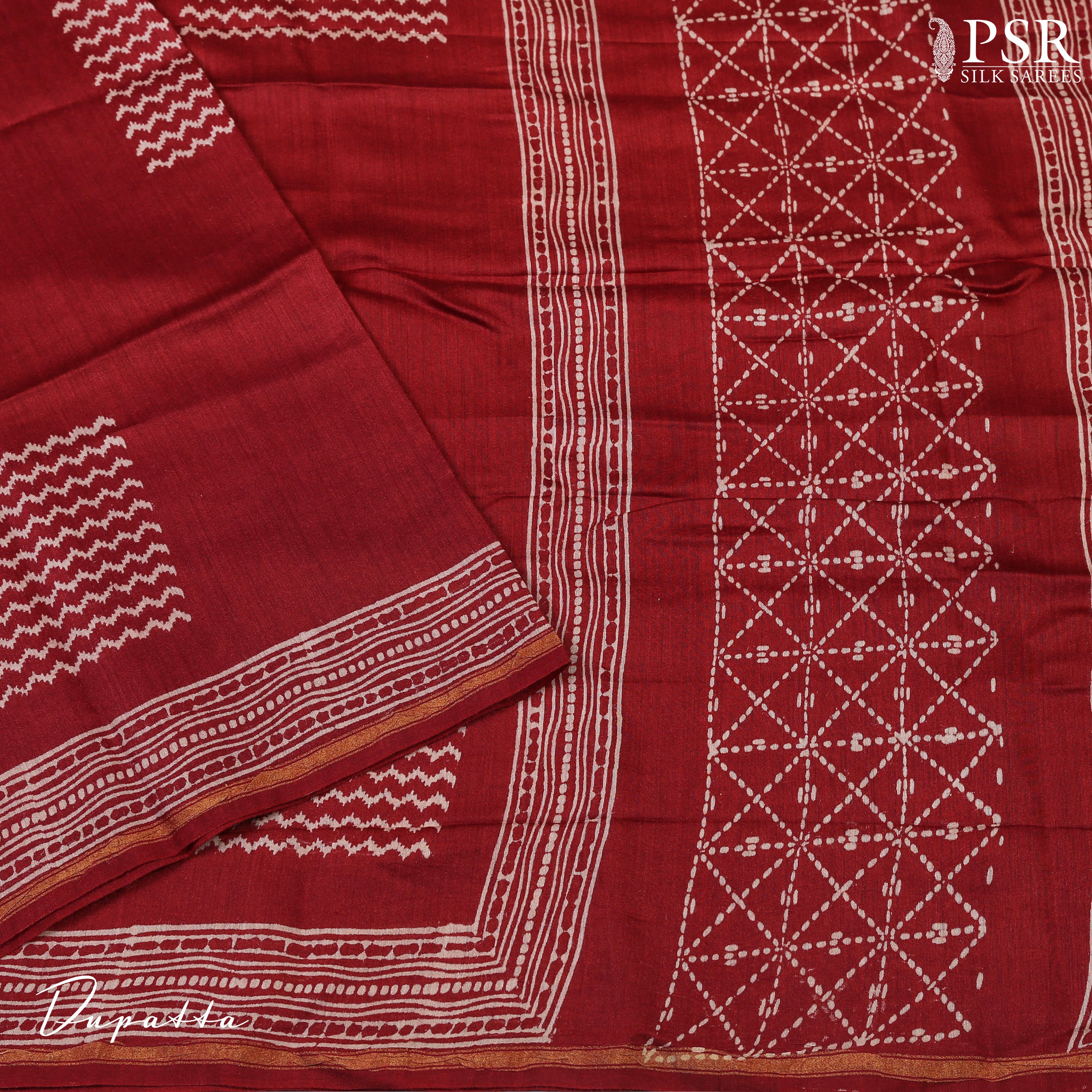 Maroon Tussar Silk Dress Material