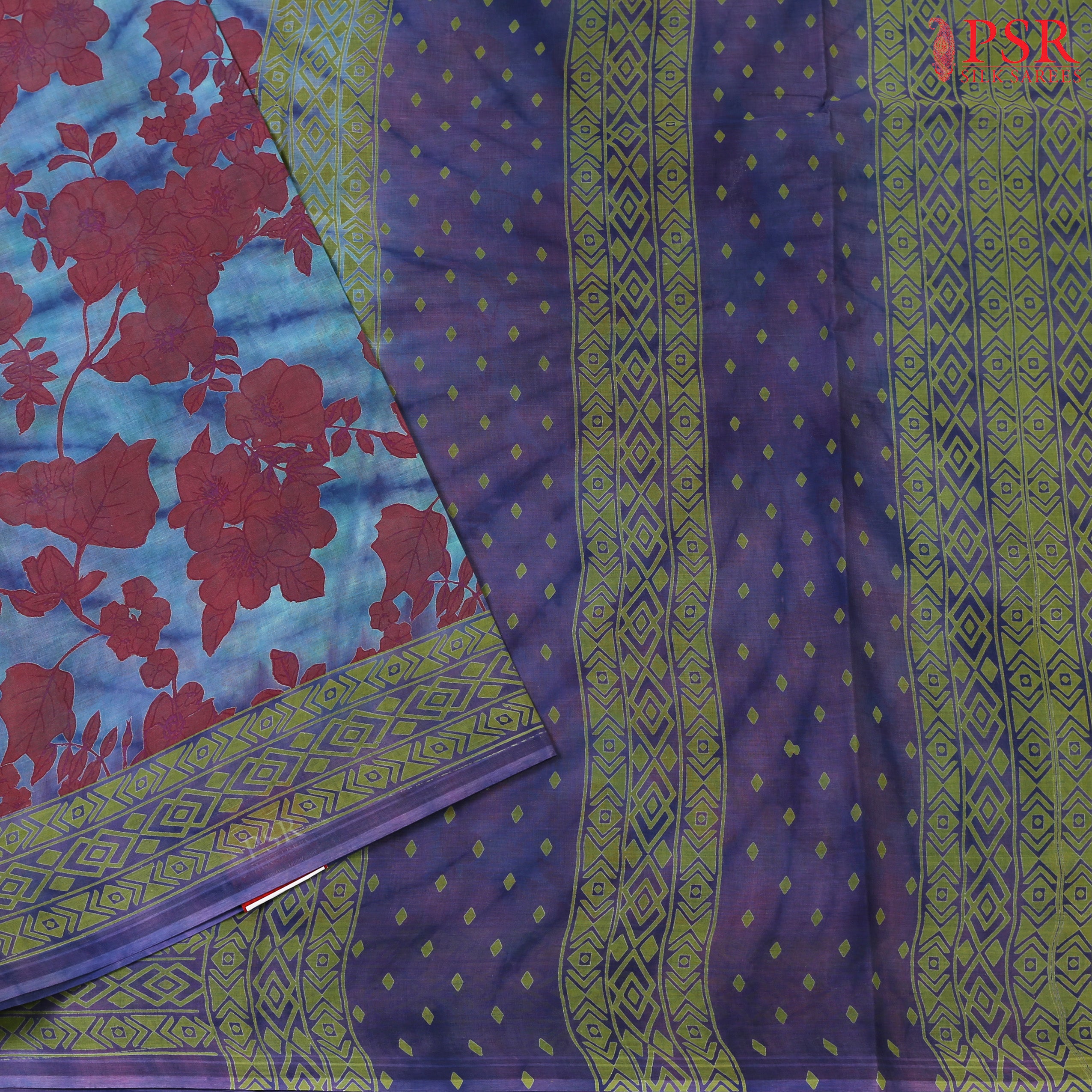Light Purple Blue Hyderabad Cotton Saree