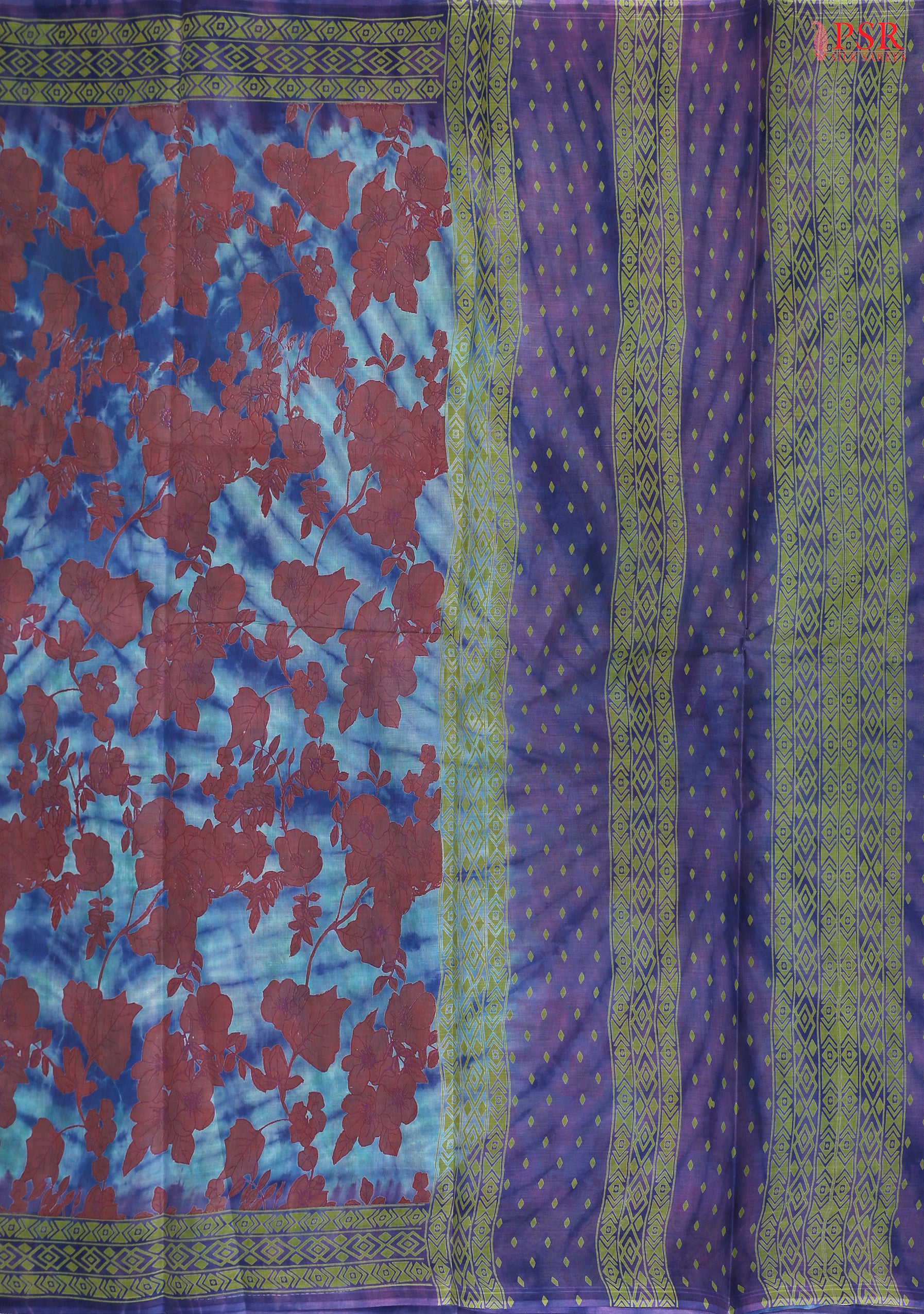 Light Purple Blue Hyderabad Cotton Saree