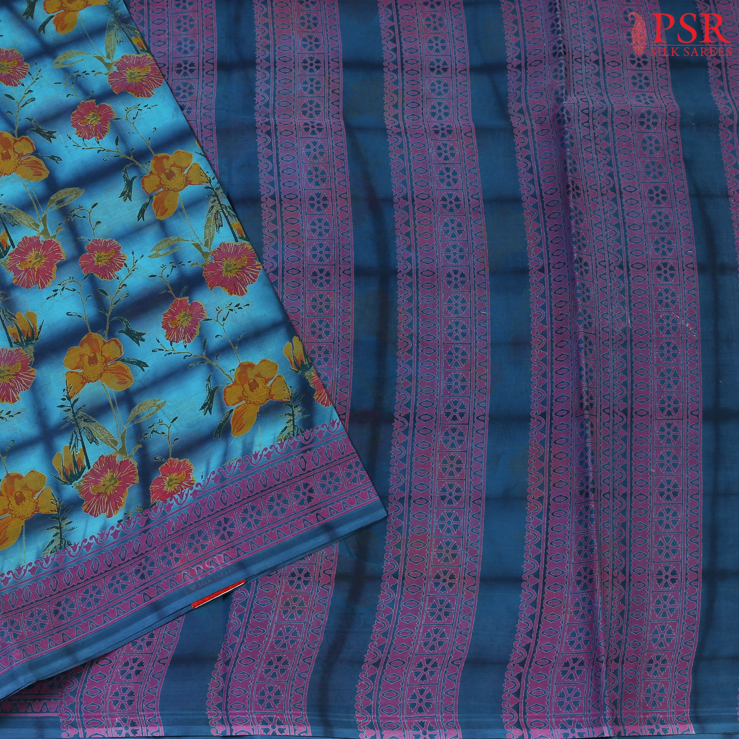 Artic Blue Hyderabad Cotton Saree