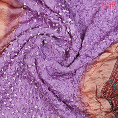 Intricate Bandhini prints on soft crepe silk fabric.