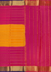 PSR Silks Marigold Yellow Mysore Silk Saree with Magenta Magic&nbsp;