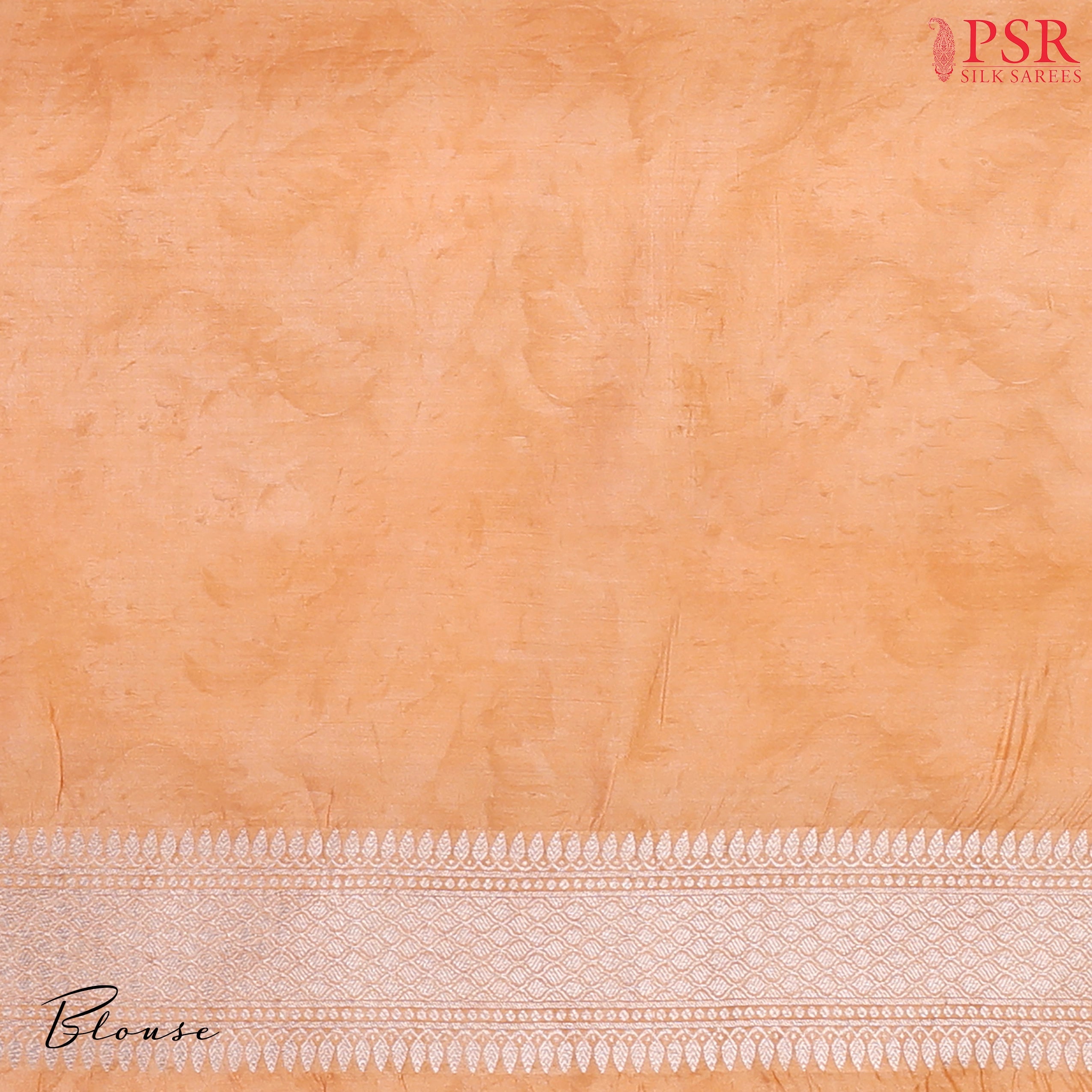Cantaloupe Orange printed blouse, perfectly complementing the saree’s vibrant charm