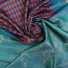 PSR Silk Sarees presents an exquisite Multicolored Soft Silk Saree beautifully complemented by a Turquoise Cyan hue. 