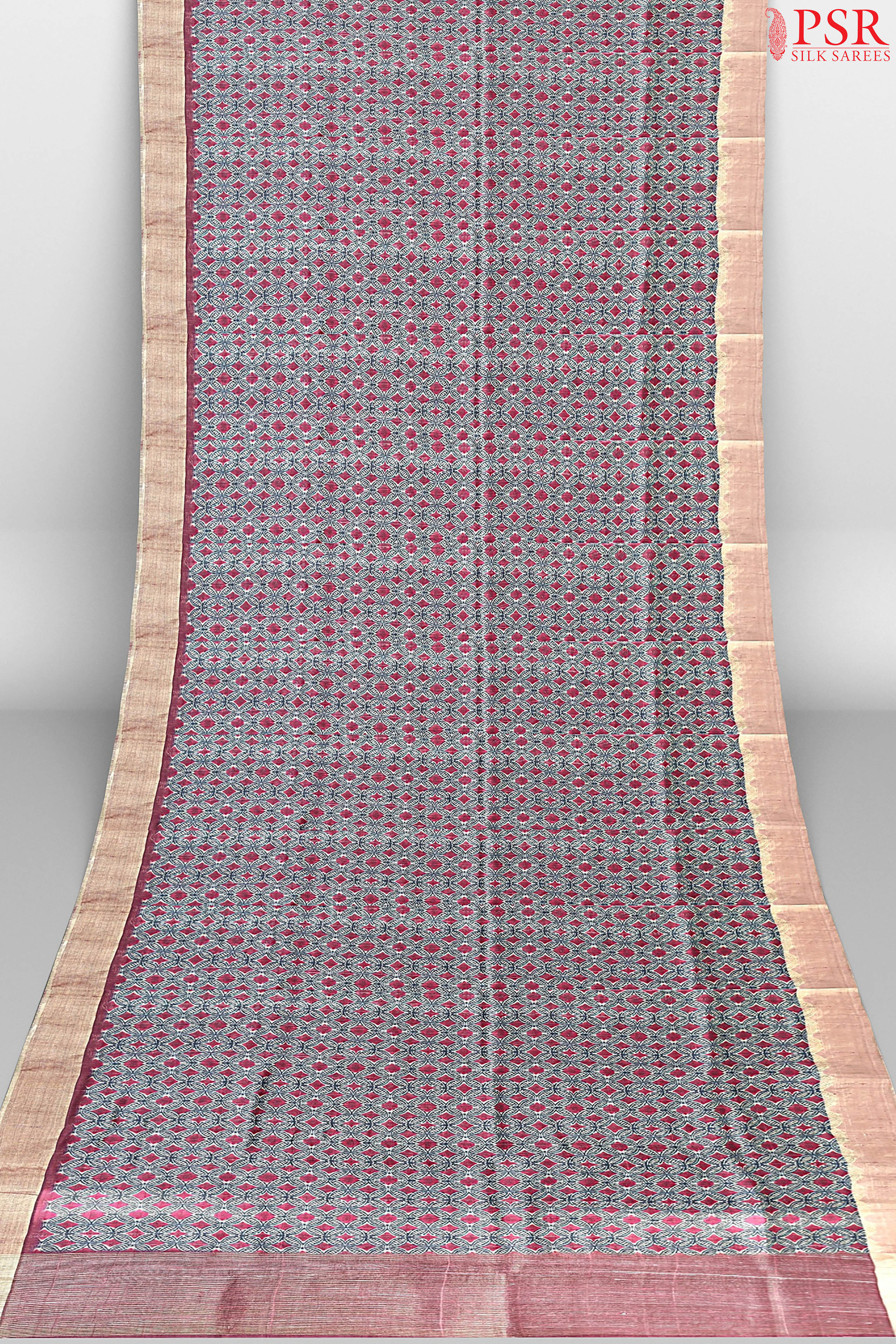 Burgundy Kadhi Tussar Silk Saree