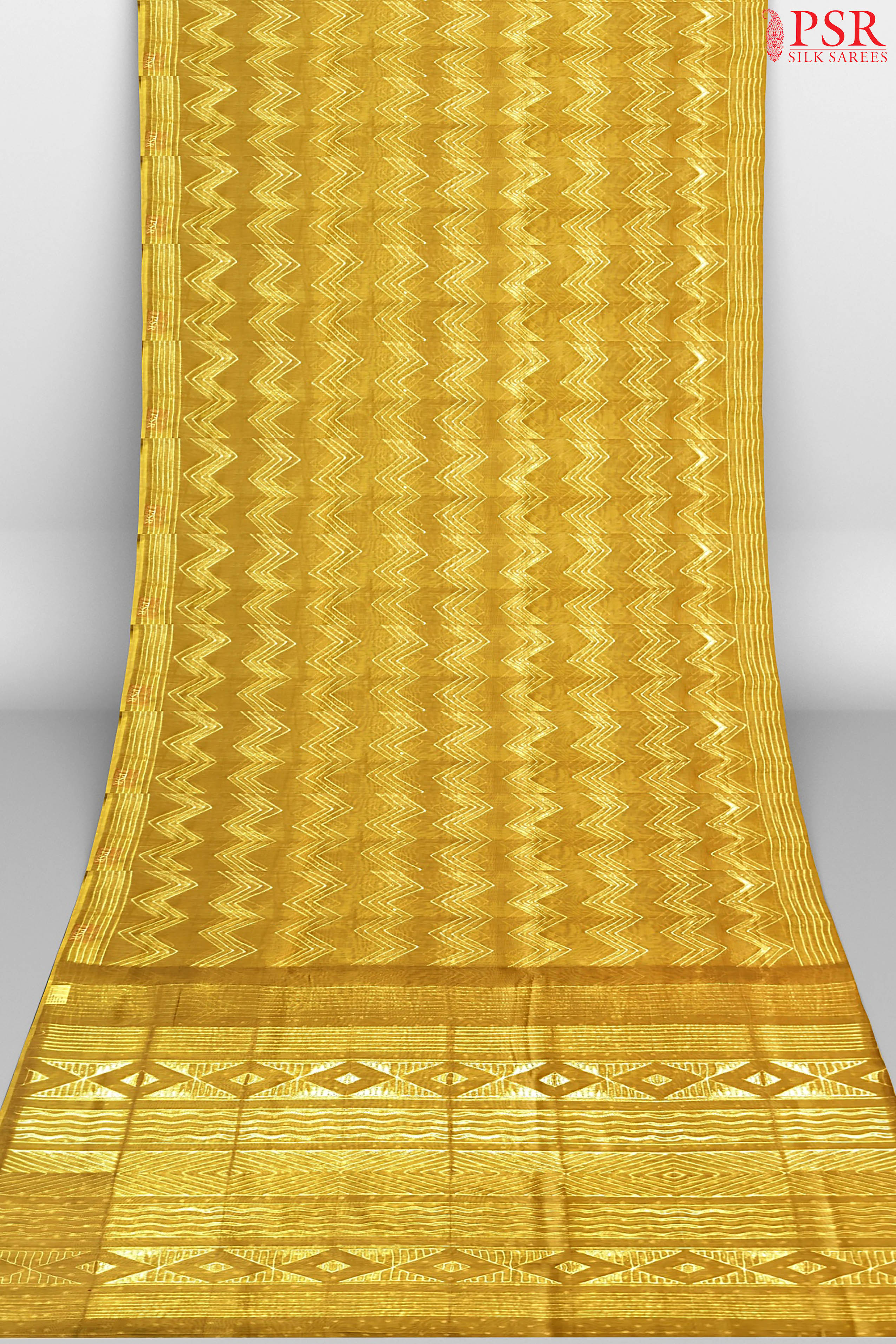 Mustard Brown Kora Chanderi Saree