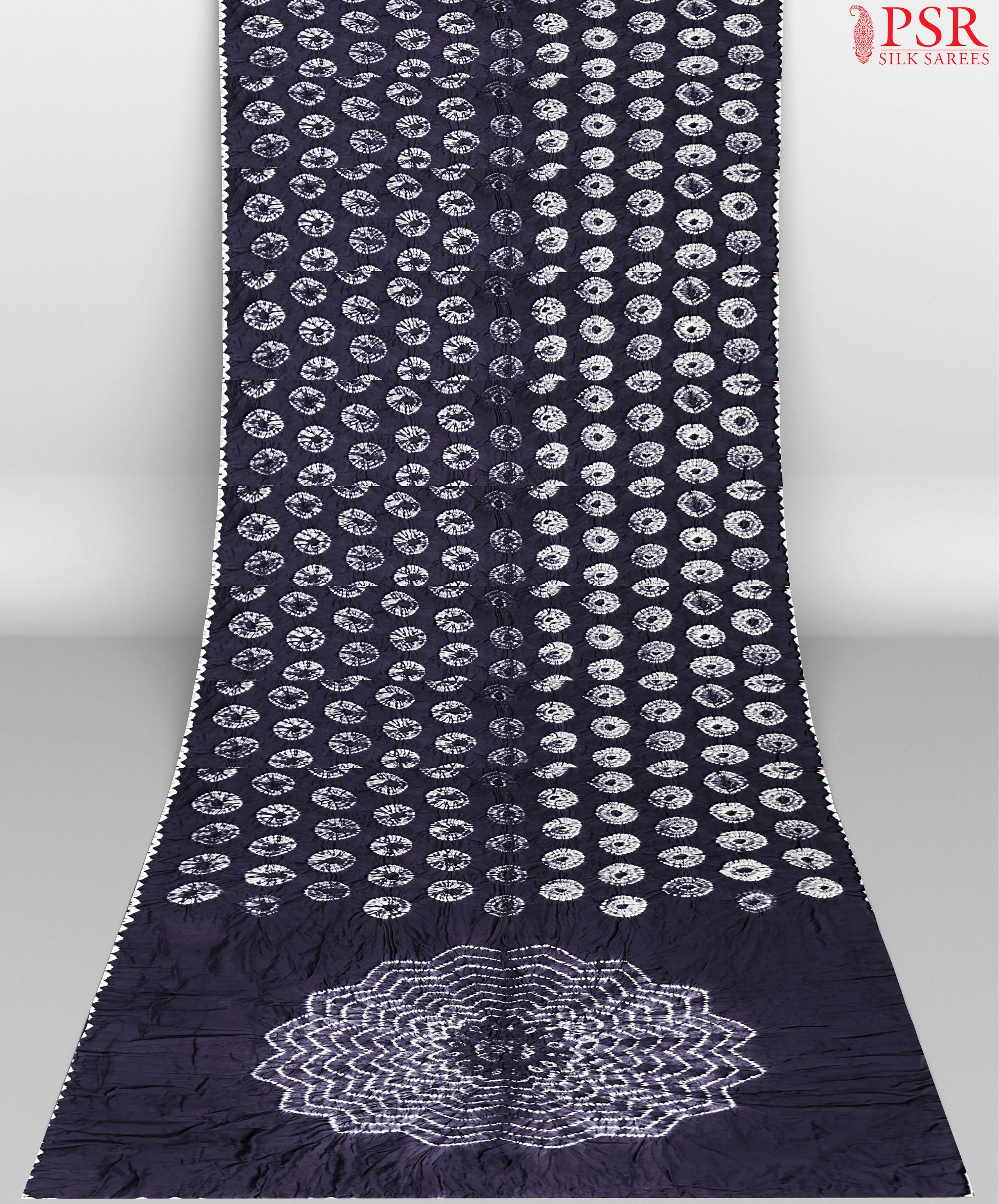 Midnight Indigo Crushed Crepe Bandhini Silk