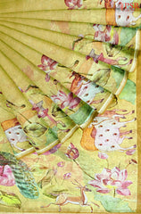 Light Mustard Yellow Pichwai Tissue Organza Saree