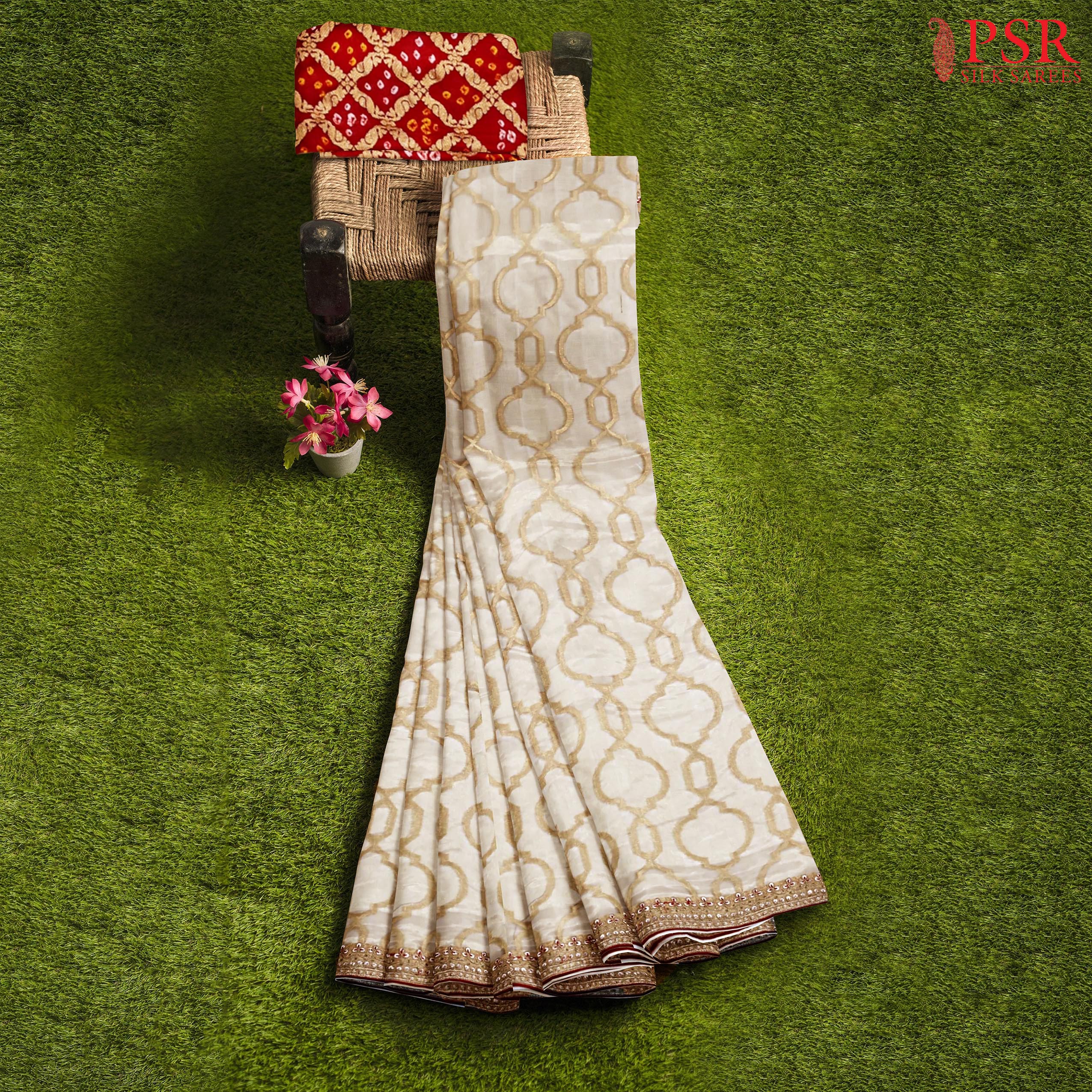 Golden Tissue Embroidery Saree