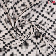 Off White Ikkat Cotton Close View Of Saree