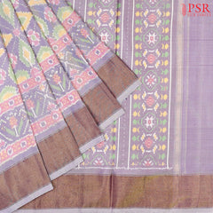 "Step into timeless elegance with PSR Silks’ Pastel Lavender Ikkat Pochampally Pure Silk Saree!