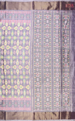 "Step into timeless elegance with PSR Silks’ Pastel Lavender Ikkat Pochampally Pure Silk Saree!