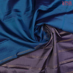 PSR Silks presents a Peacock Blue colored Arani Silk saree with combination of Grey color.