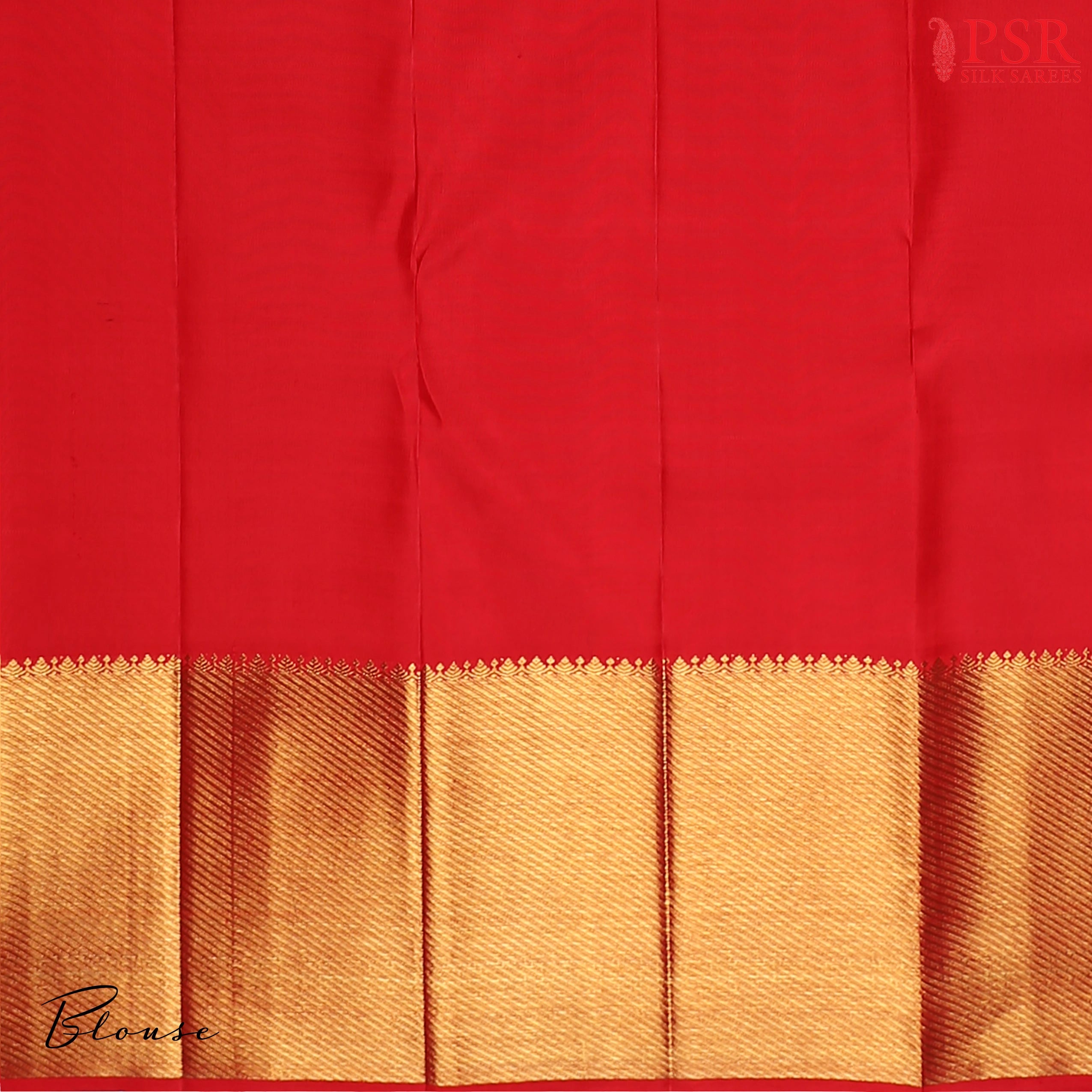 Red Kanchipuram Bridal Silk Saree with Golden Zari Jacquard Checks, Chakra & Floral Motifs, Rich Zari Pallu & Border – PSR Silks