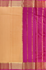 PSR Silks presents a Sandy Tan colored Mysore Silk saree with combination of Vadamalli Purple color.
