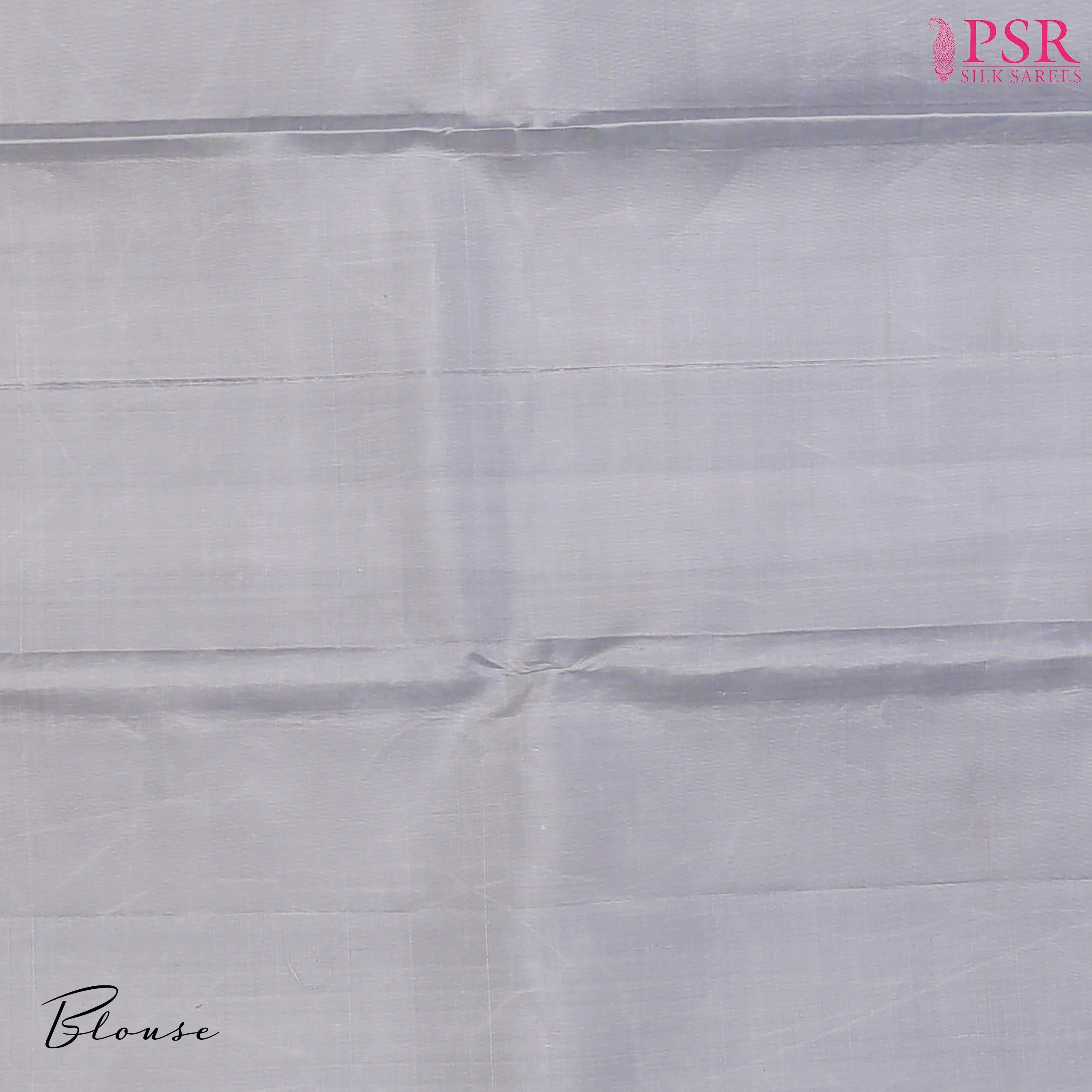 Plain Silver Grey blouse, complementing the saree’s luxurious appeal