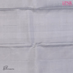 Plain Silver Grey blouse, complementing the saree’s luxurious appeal