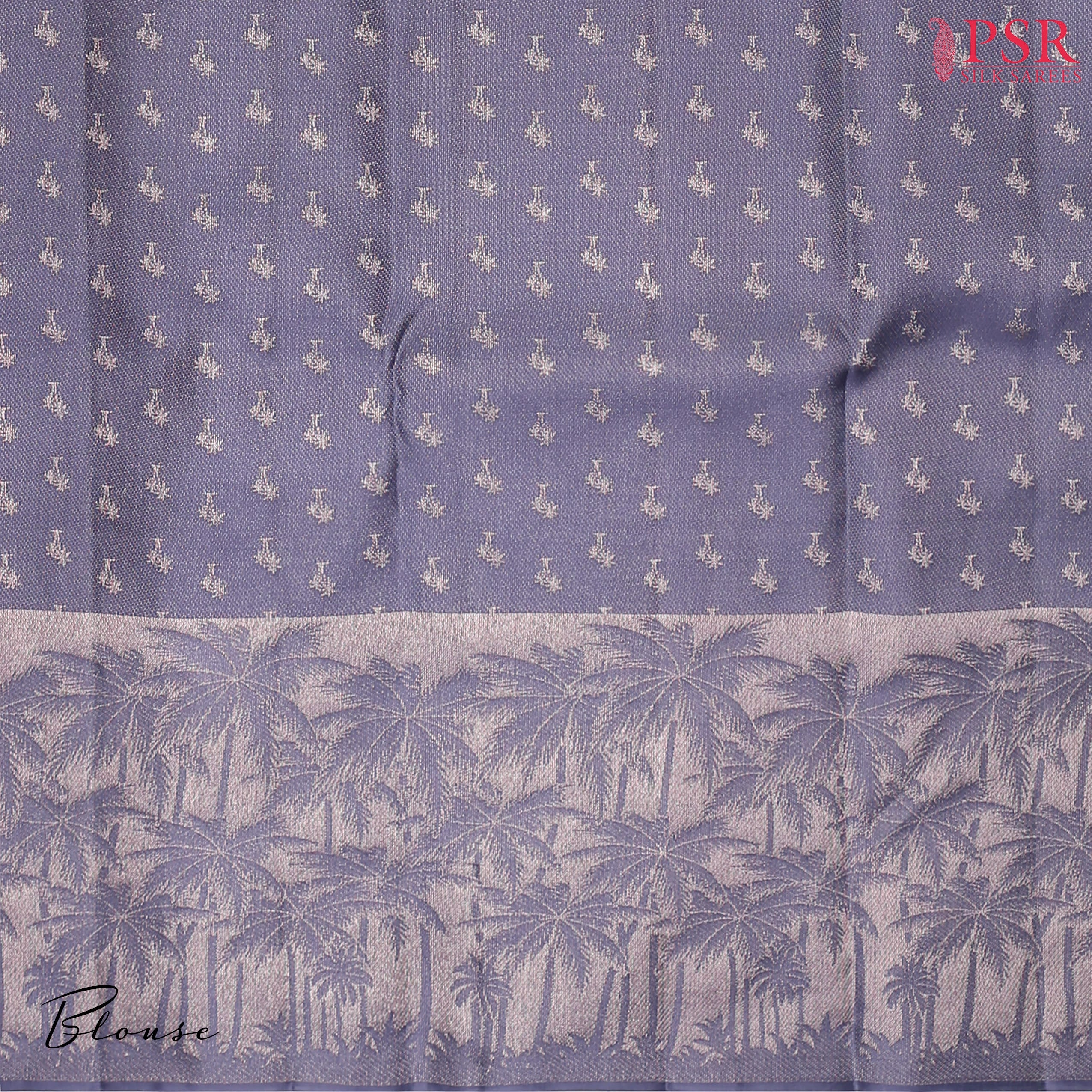 Slate Grey blouse adorned with silver zari motifs for a sophisticated touch
