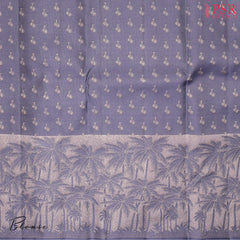 Slate Grey blouse adorned with silver zari motifs for a sophisticated touch