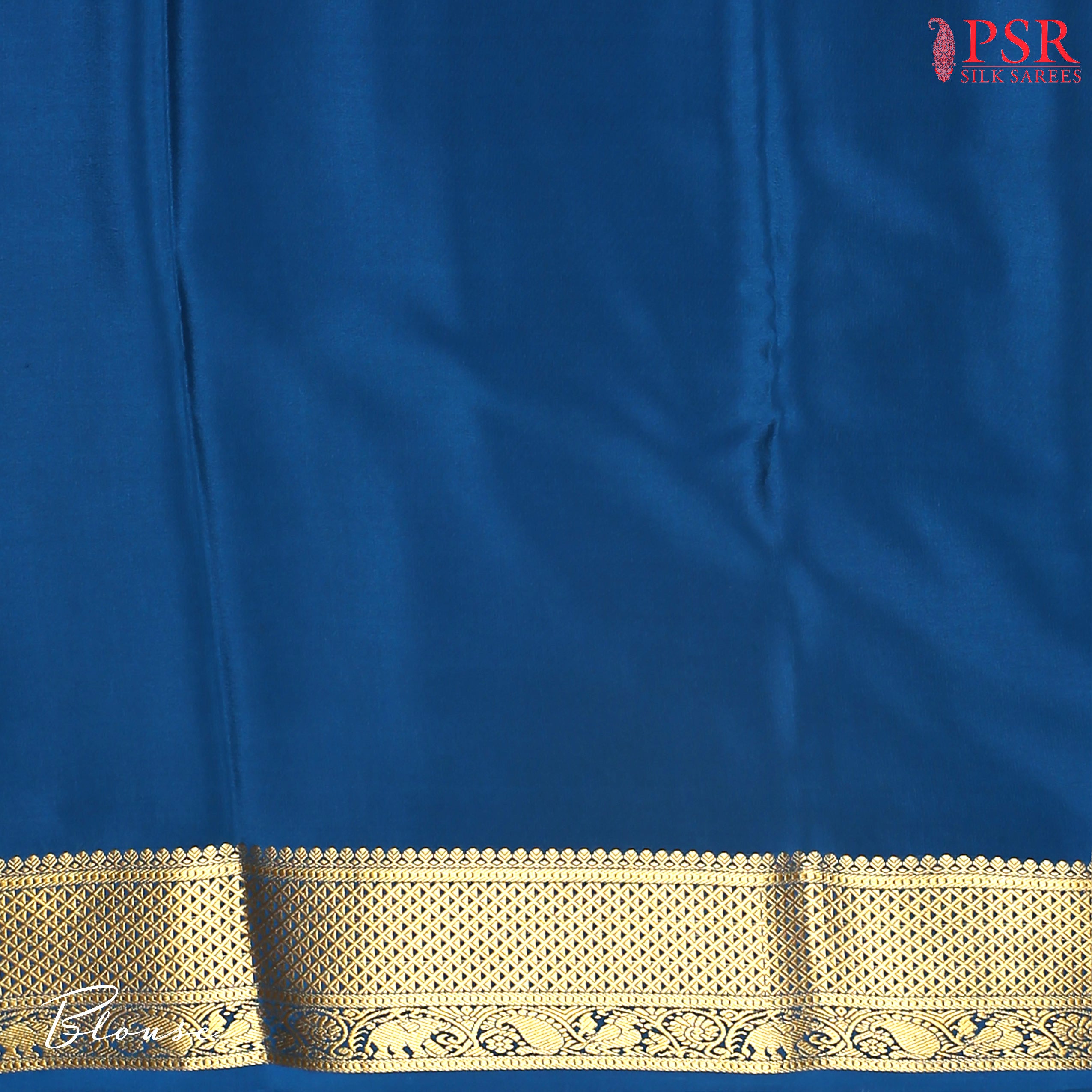 PSR Silks presents a Taffy Pink colored Mysore Silk saree with combination of Peacock Blue color.