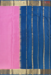 PSR Silks presents a Taffy Pink colored Mysore Silk saree with combination of Peacock Blue color.