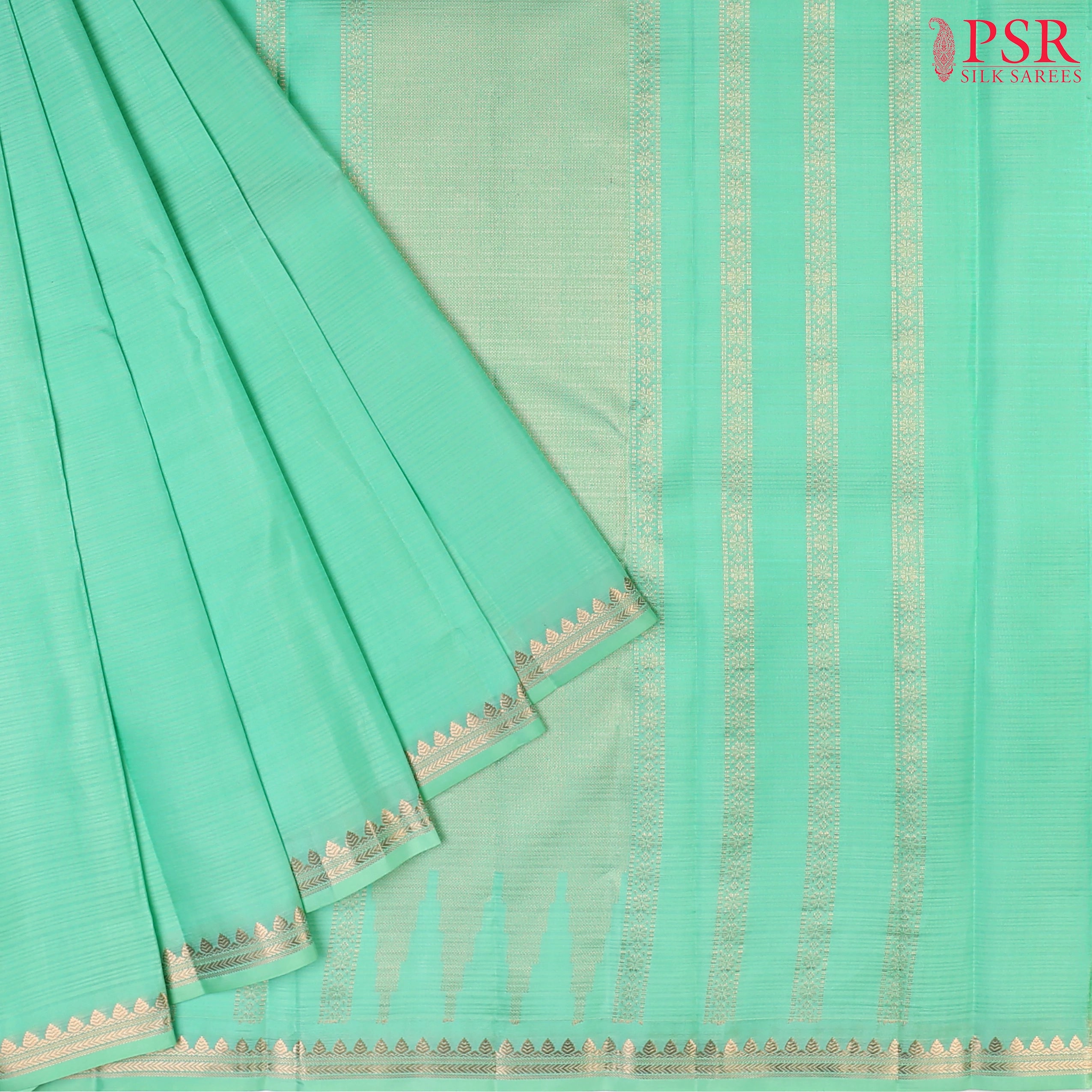 Turquoise Green Arani Silk Saree