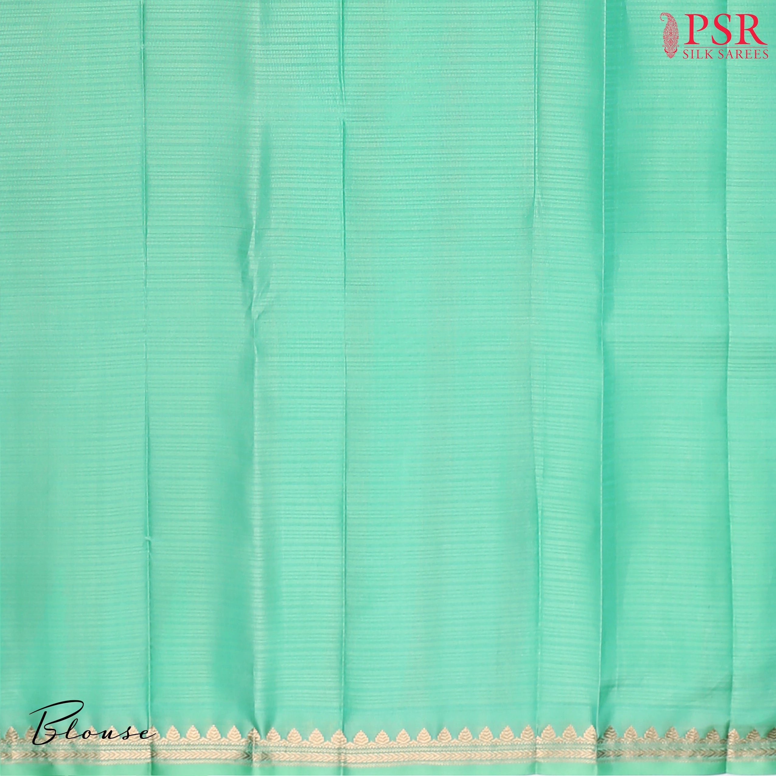 Turquoise Green Arani Silk Saree Running Blouse